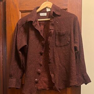 St. John's Bay Maroon Petite Wool Blend Shirt